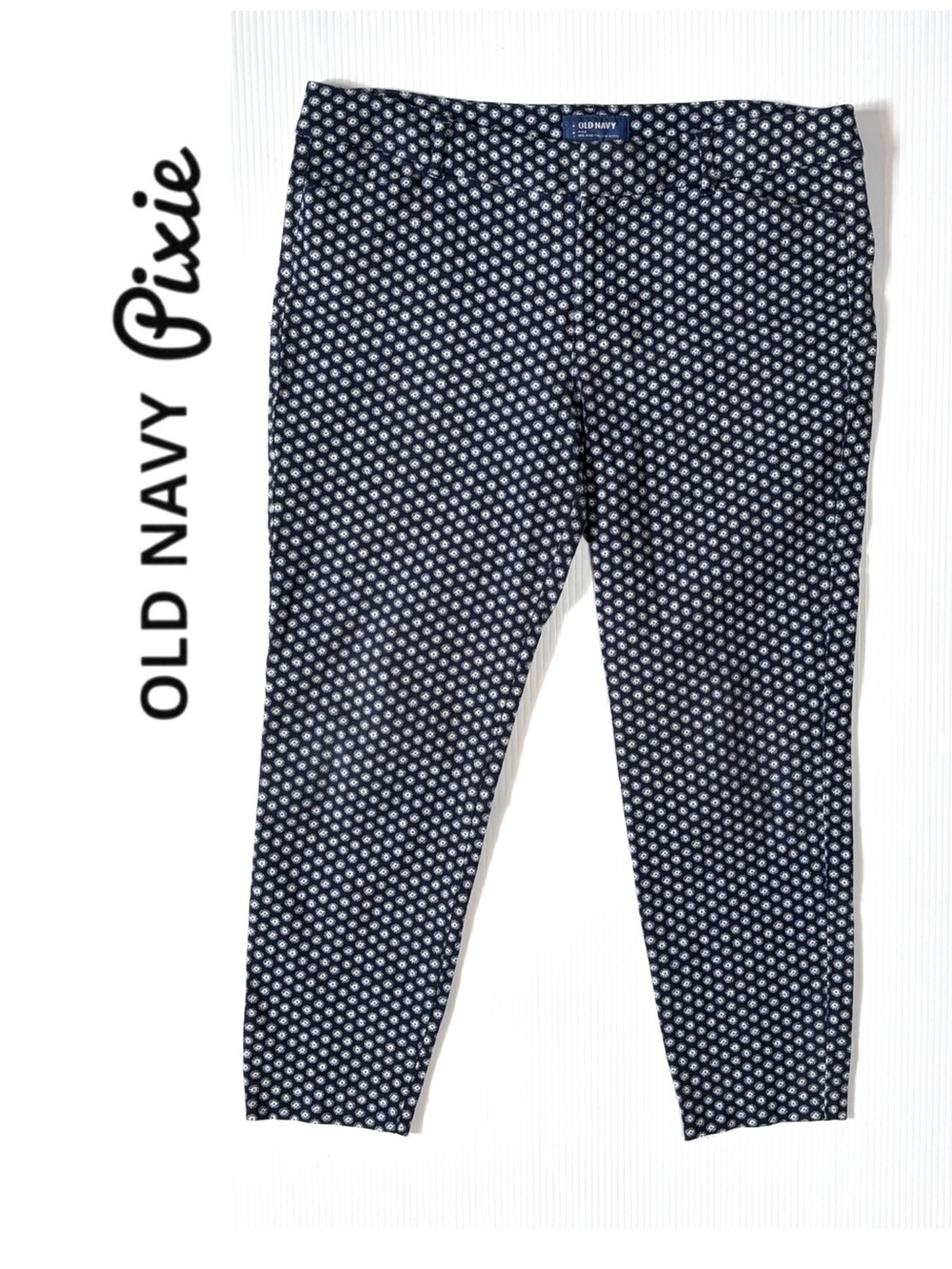 Old Navy Pixie Pants Navy Blue Print 14